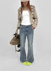 Too God Washed Elastic Stretch Bootcut Denim Pants