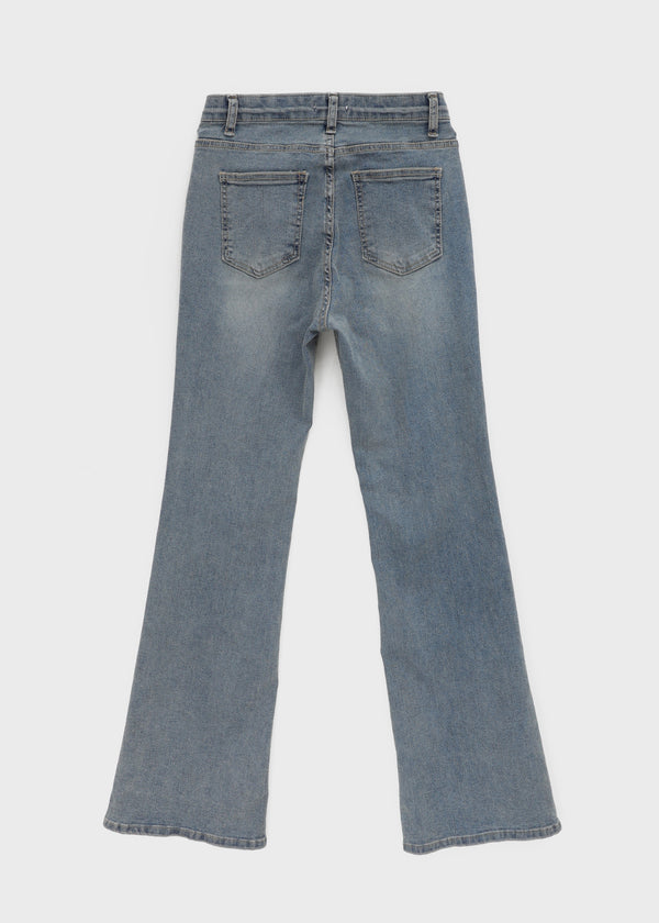 Too God Washed Elastic Stretch Bootcut Denim Pants