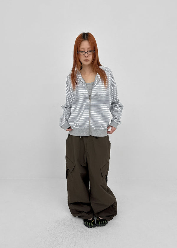 Welshic Striped Zip-up Hoodie