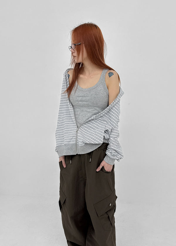 Welshic Striped Zip-up Hoodie