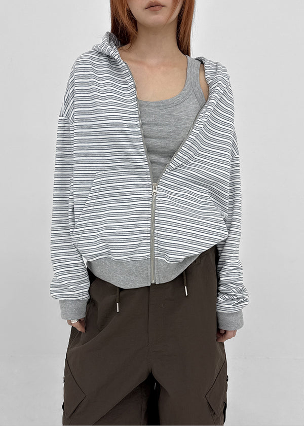 Welshic Striped Zip-up Hoodie