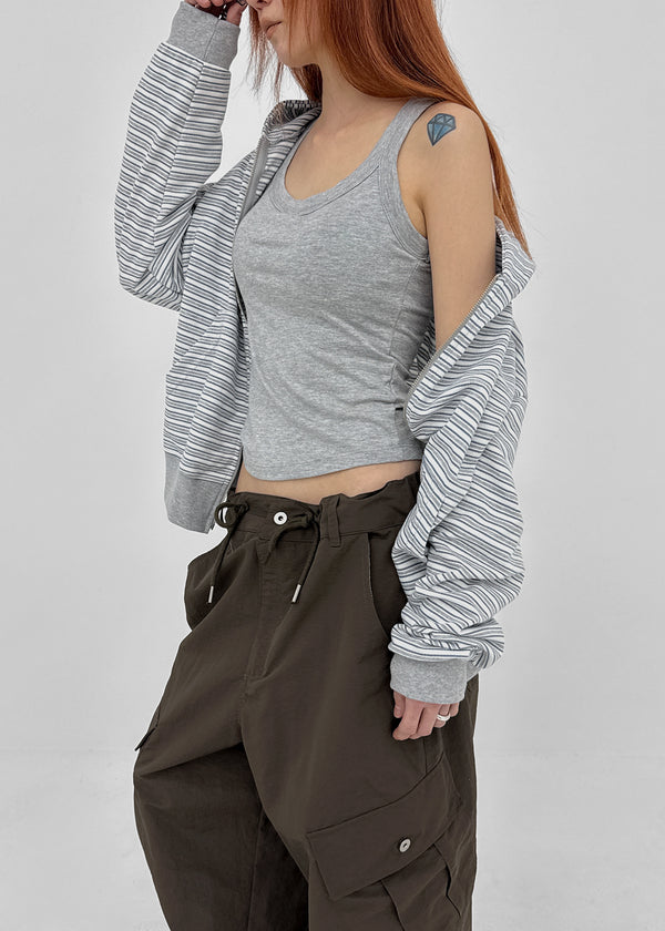 Welshic Striped Zip-up Hoodie