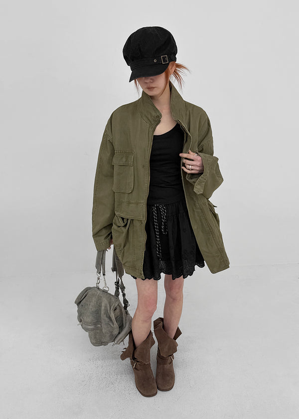 Tark Vintage Washed High-neck Field Jacket