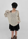 Canang Cutout Loose Fit Boat Neck Summer Long Sleeve Knit