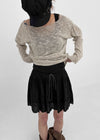 Canang Cutout Loose Fit Boat Neck Summer Long Sleeve Knit
