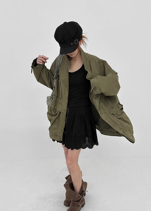 Tark Vintage Washed High-neck Field Jacket