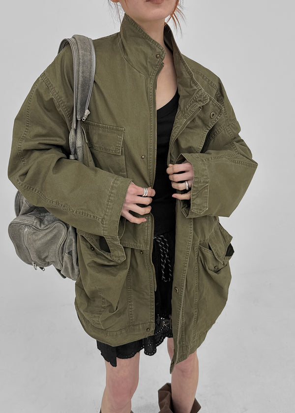 Tark Vintage Washed High-neck Field Jacket