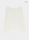 Canang Cutout Loose Fit Boat Neck Summer Long Sleeve Knit