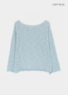 Canang Cutout Loose Fit Boat Neck Summer Long Sleeve Knit