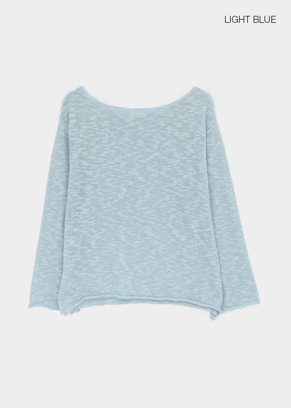 Canang Cutout Loose Fit Boat Neck Summer Long Sleeve Knit