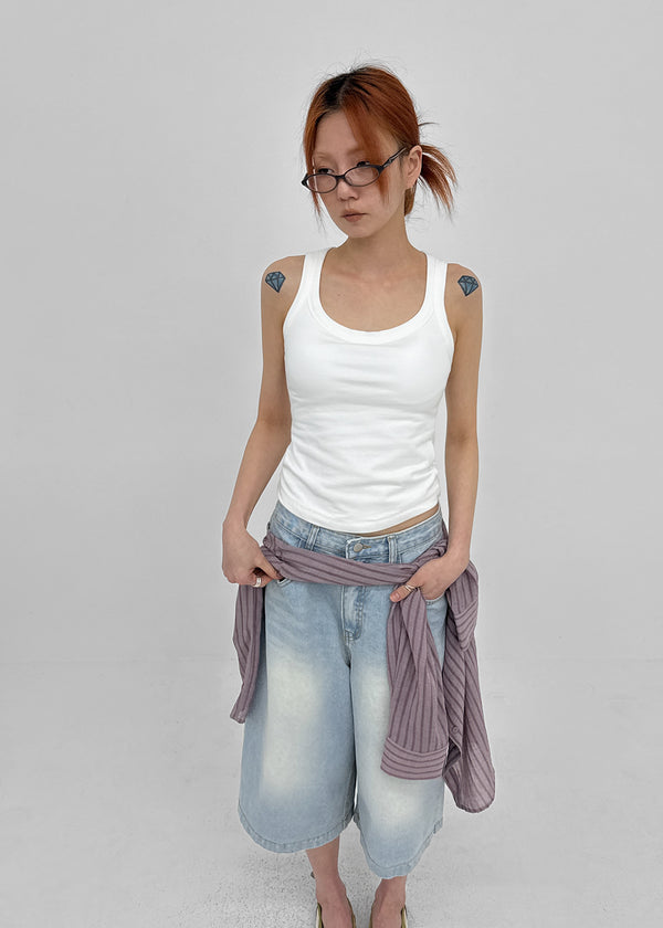 [MADE] Herif Square U-Neck Sleeveless Top (Built-in Cap)