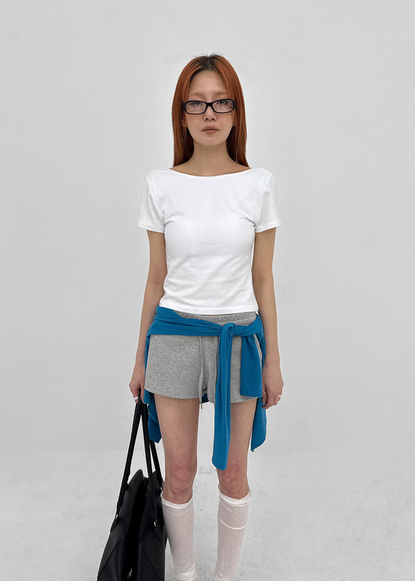 [MADE] Floven Backless Short Sleeve Top (Built-in Cap)