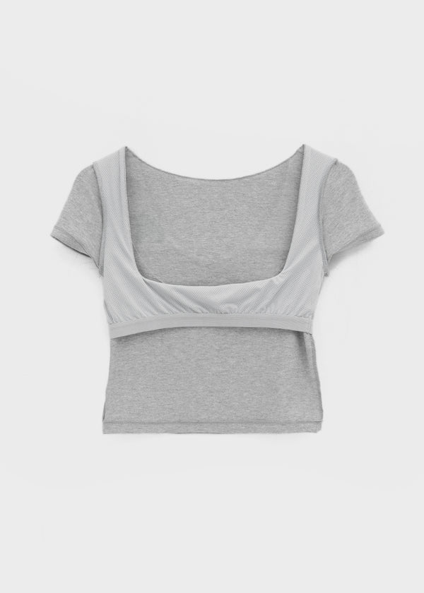 [MADE] Floven Backless Short Sleeve Top (Built-in Cap)