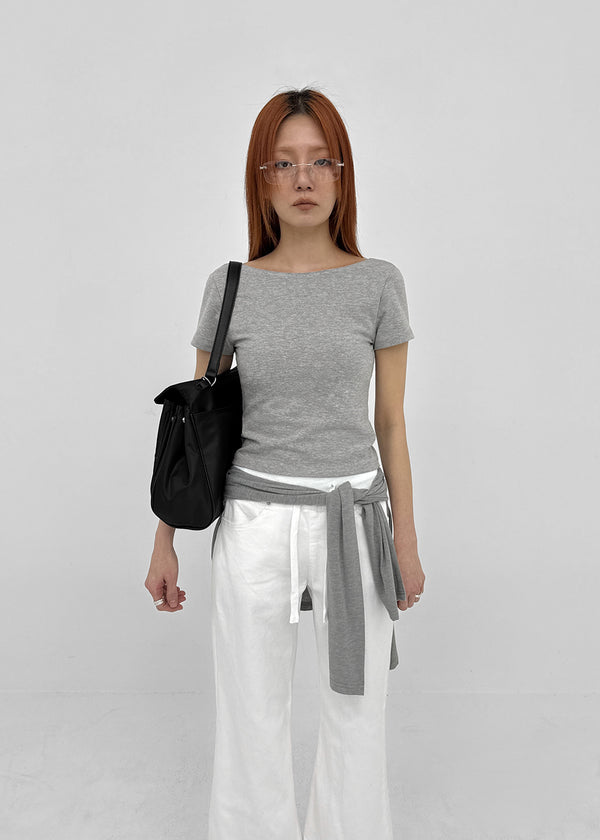 [MADE] Floven Backless Short Sleeve Top (Built-in Cap)