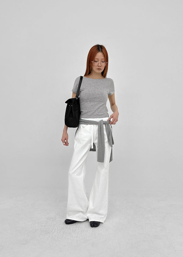 [MADE] Floven Backless Short Sleeve Top (Built-in Cap)