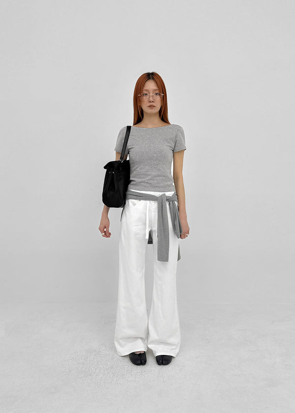 [MADE] Floven Backless Short Sleeve Top (Built-in Cap)