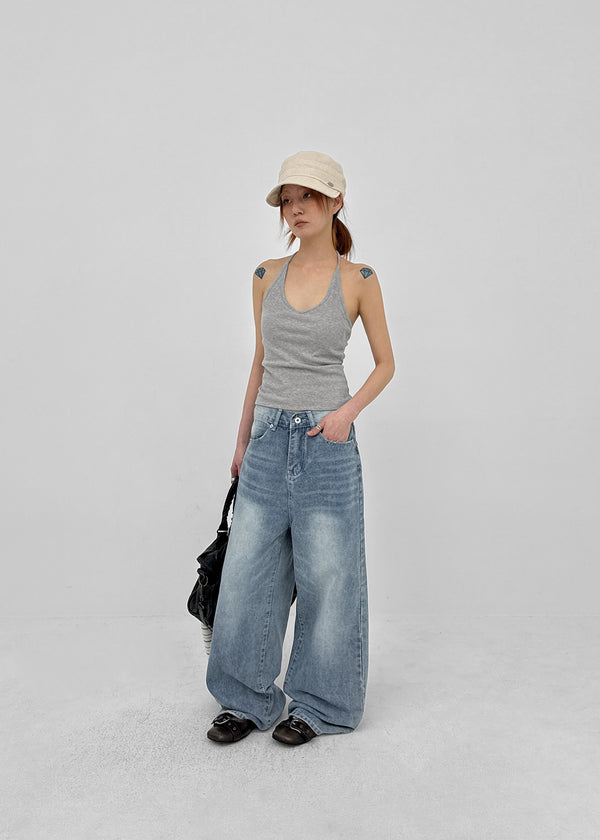 Etman Bijou Wide Denim Pants