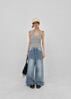 Etman Bijou Wide Denim Pants
