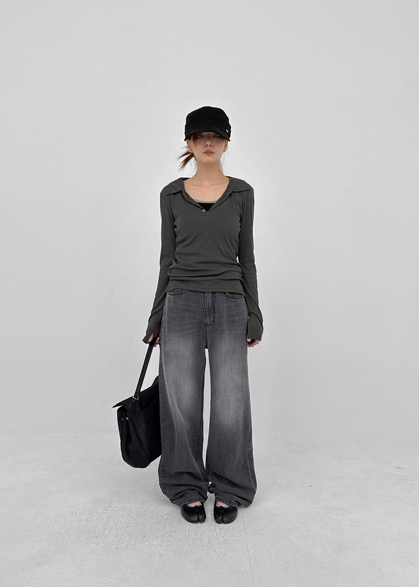 Polto Semi-wide Straight Denim Pants