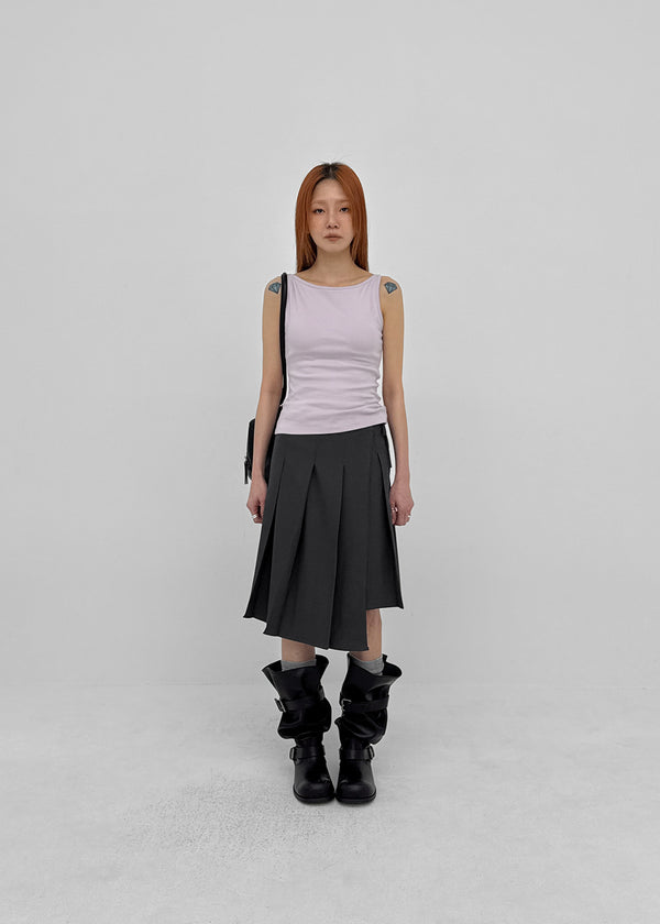 Formiro Unbalanced Pleated Wrap Midi Skirt