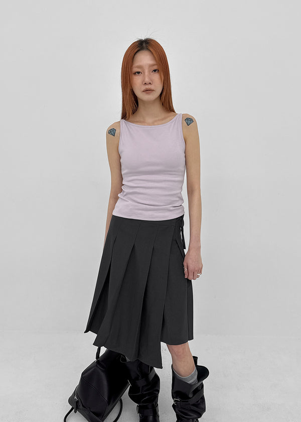 Formiro Unbalanced Pleated Wrap Midi Skirt