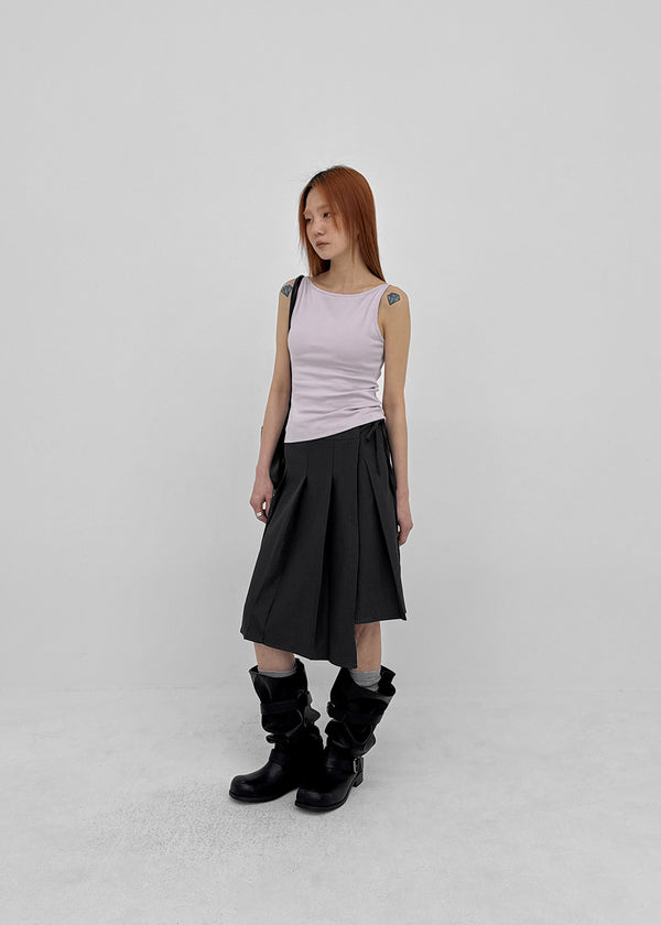 Formiro Unbalanced Pleated Wrap Midi Skirt