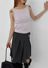 Formiro Unbalanced Pleated Wrap Midi Skirt