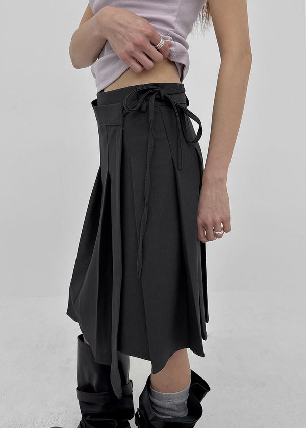 Formiro Unbalanced Pleated Wrap Midi Skirt
