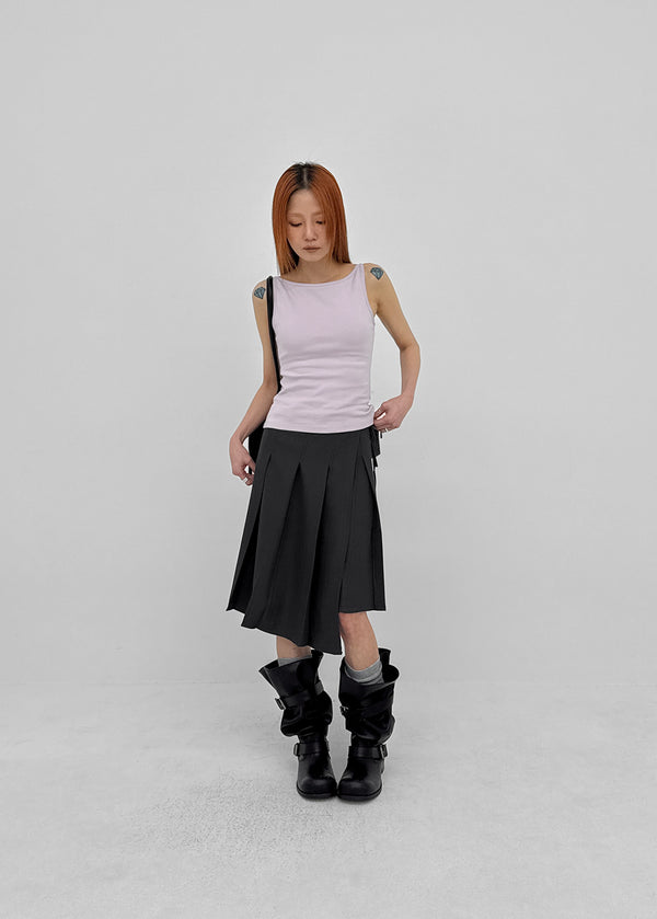 Formiro Unbalanced Pleated Wrap Midi Skirt