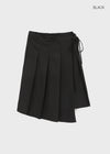 Formiro Unbalanced Pleated Wrap Midi Skirt