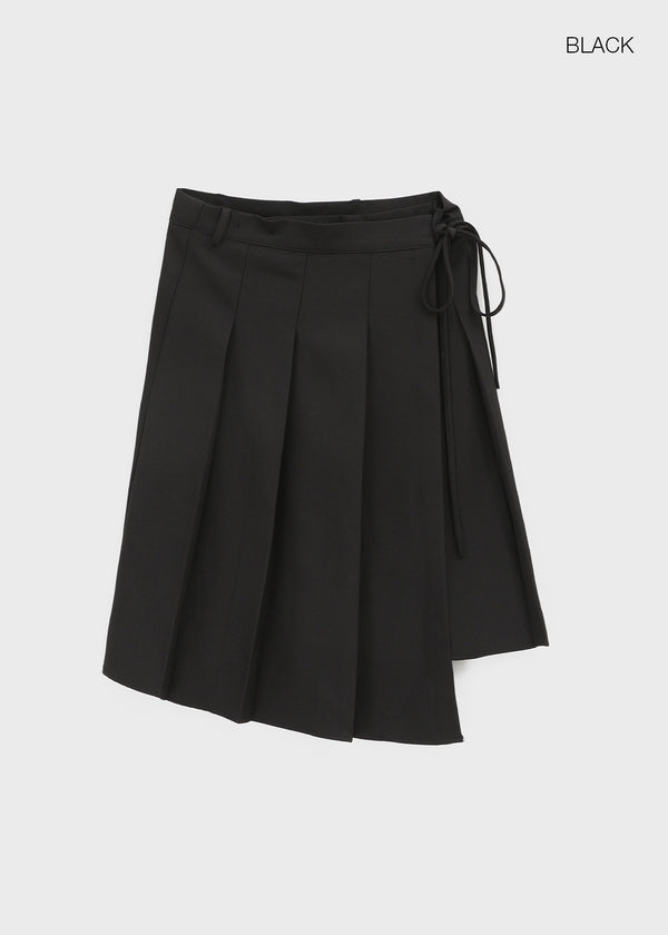 Formiro Unbalanced Pleated Wrap Midi Skirt