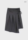 Formiro Unbalanced Pleated Wrap Midi Skirt