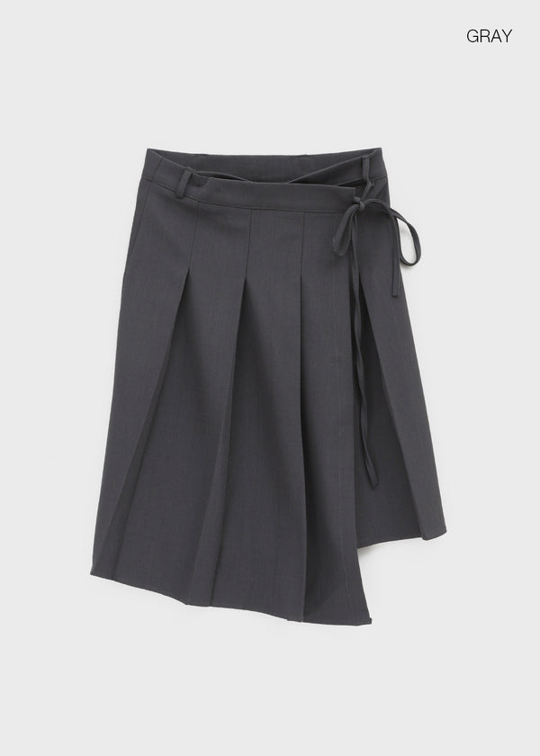 Formiro Unbalanced Pleated Wrap Midi Skirt