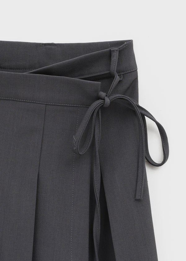 Formiro Unbalanced Pleated Wrap Midi Skirt