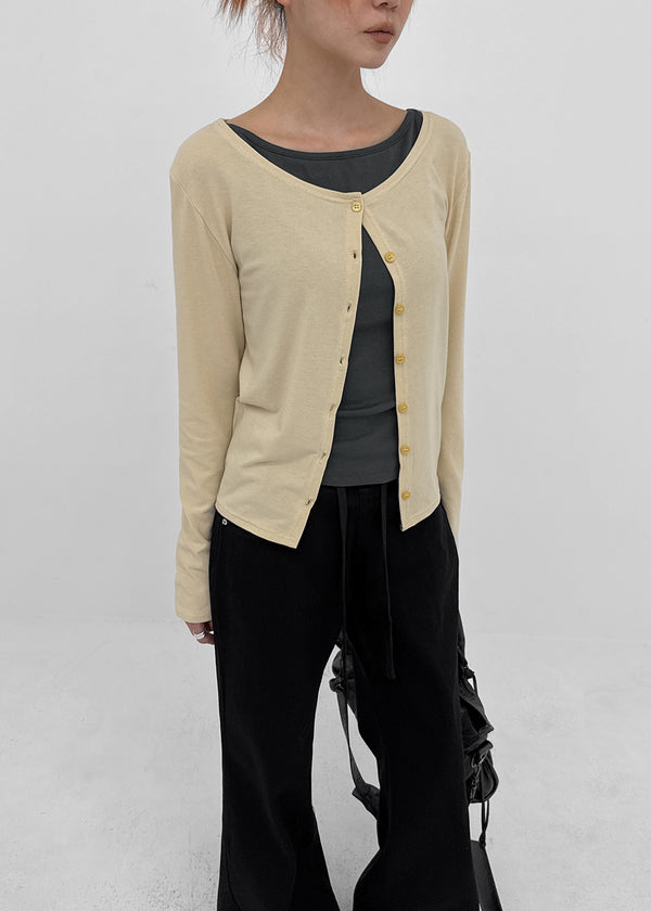 Stanette Button Round Cardigan