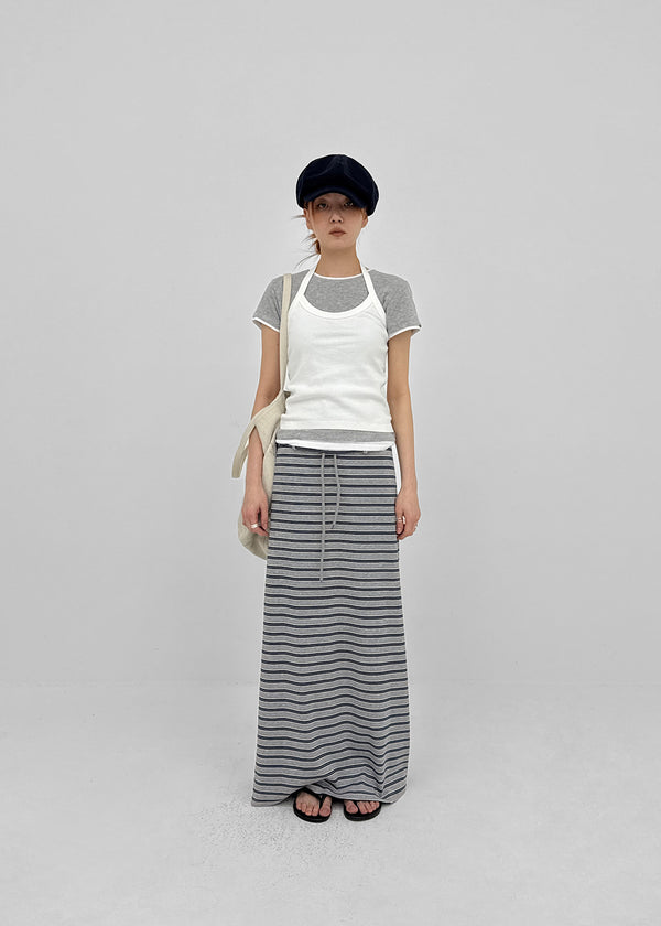 Kiar Striped Long Skirt
