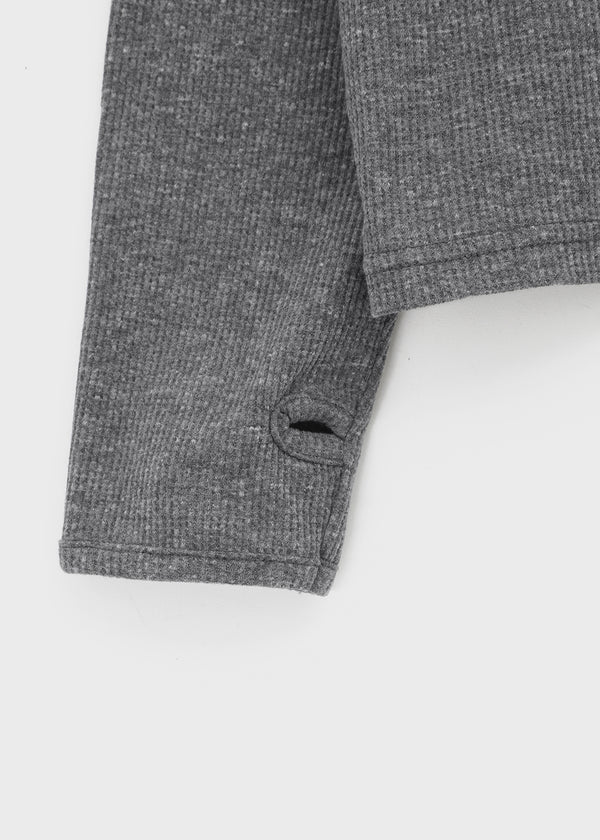 Pitan Henley Neck Waffle Warmer Long Sleeve T-shirt