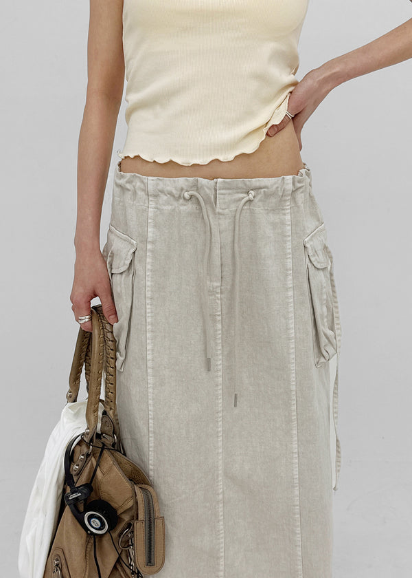 Lalk Pigment Cargo Long Skirt