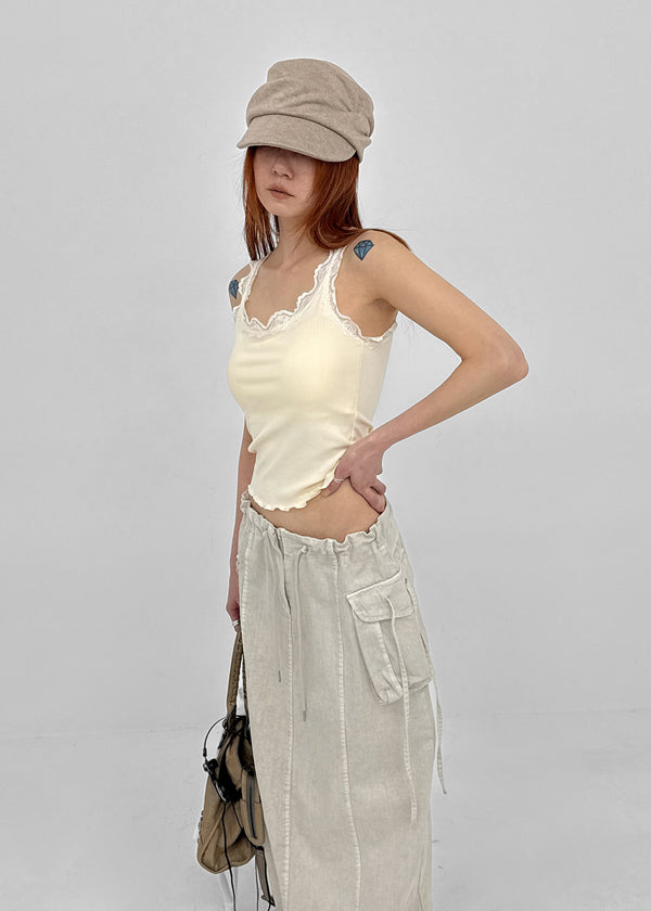 Lalk Pigment Cargo Long Skirt