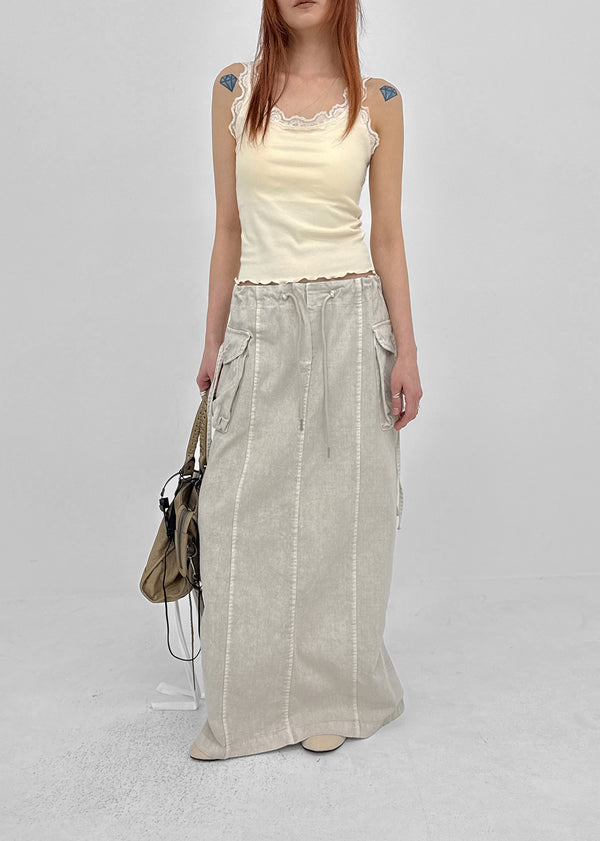 Lalk Pigment Cargo Long Skirt