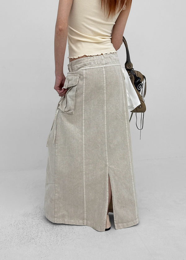 Lalk Pigment Cargo Long Skirt