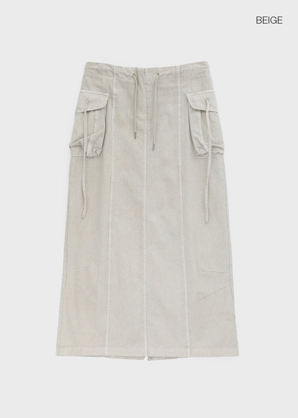 Lalk Pigment Cargo Long Skirt