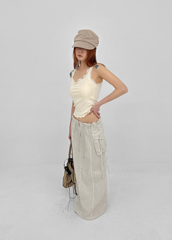 Telson Lace Crop Sleeveless (Built-in Cap)