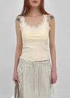 Telson Lace Crop Sleeveless (Built-in Cap)