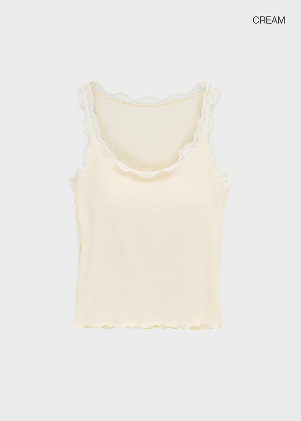 Telson Lace Crop Sleeveless (Built-in Cap)