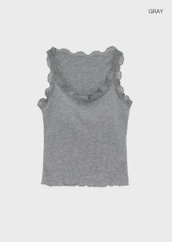 Telson Lace Crop Sleeveless (Built-in Cap)