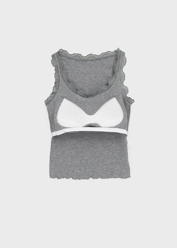 Telson Lace Crop Sleeveless (Built-in Cap)