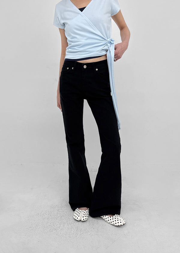 Chank Studded Black Spandex Bootcut Denim Pants