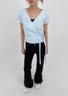 Chank Studded Black Spandex Bootcut Denim Pants