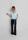 Chank Studded Black Spandex Bootcut Denim Pants